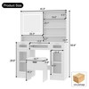 YONWAY 47.2" Makeup Vanity, Dressing Table Set with Mirror Cushioned Storage Stool Two Organizers 3 Drawers 2 Cabinets, for Bedroom, White - 3 of 4
