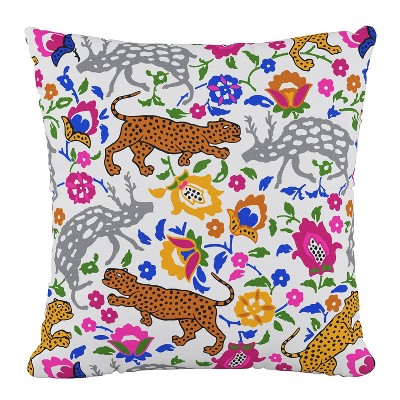 18"x18" Skyline Furniture Square Outdoor Throw Pillow Leopard Cool Multi: Polyester Fabric, Zippered, Multicolored Animal Print