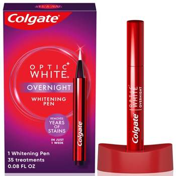 Colgate Optic White Overnight Teeth Whitening Pen, Teeth Stain Remover to Whiten Teeth, 35 Nightly Treatments, Hydrogen Peroxide Gel - 0.08 fl oz