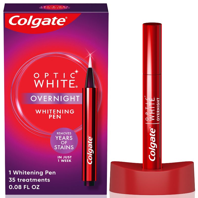 Colgate Optic White Overnight Teeth Whitening Pen, Teeth Stain Remover to Whiten Teeth, 35 Nightly Treatments, Hydrogen Peroxide Gel - 0.08 fl oz, 1 of 10