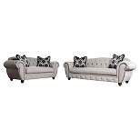 2pc Livingston Victorian Style Sofa and Loveseat Gray - Furniture Of America