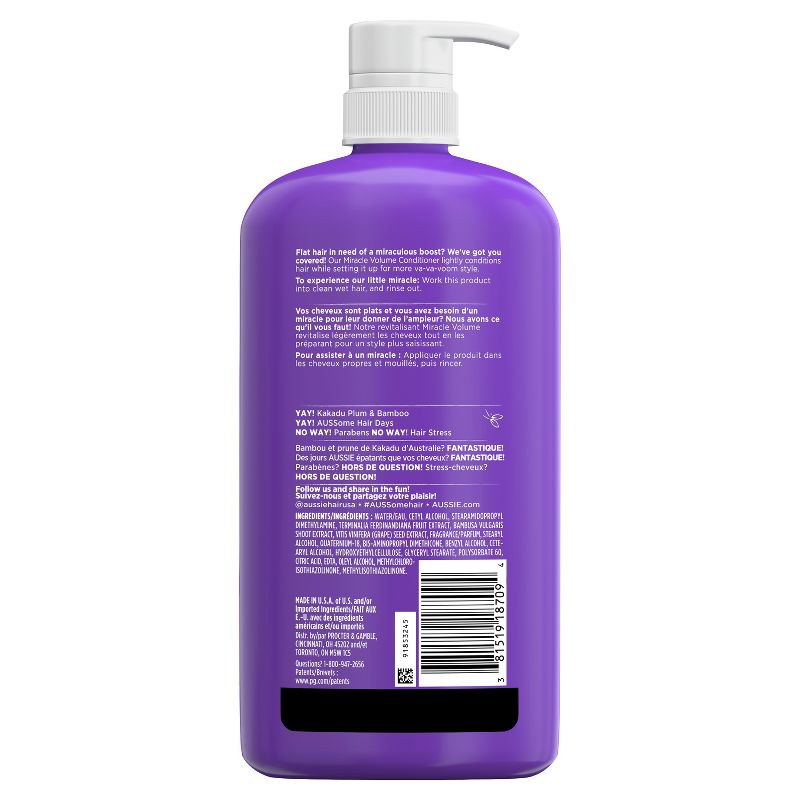 Aussie Paraben-Free Miracle Volume Conditioner with Plum &#38; Bamboo for Fine Hair - 30.4 fl oz, 3 of 11