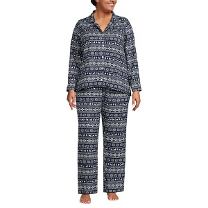 Lands' End Women's Flannel 2 Piece Pajama Set - Long Sleeve Shirt and Pants - 1 of 3