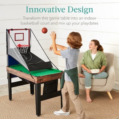 Walnut 13-in-1 Combo Game Table with Foosball, Ping Pong, and Basketball