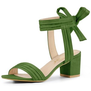 Allegra K Women's Back to College Open Toe Ankle Tie Back Block Heels Sandals - 1 of 4