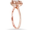 Pompeii3 1 3/4 CT Morganite & Diamond Cushion Halo 14K Rose Gold Ring - Size 9.5 - 3 of 4