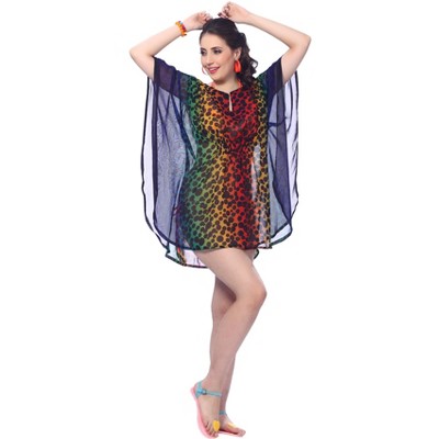 LA LEELA Women's Beachwear Swimsuit Coverups for Women Summer Swim Beach Dress Cover Ups for Women Short Holiday Bathing Suit M-L Multi,Polka Dots