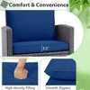 Tangkula 3PCS Outdoor Patio Rattan Conversation Set w/ Beige & Navy Cushion - 4 of 4