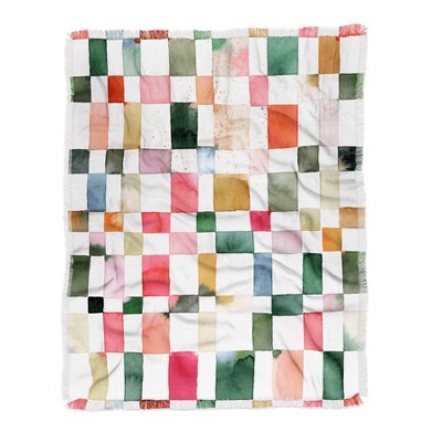 Iveta Abolina Eclectic Checker Check Cream Woven Throw Blanket