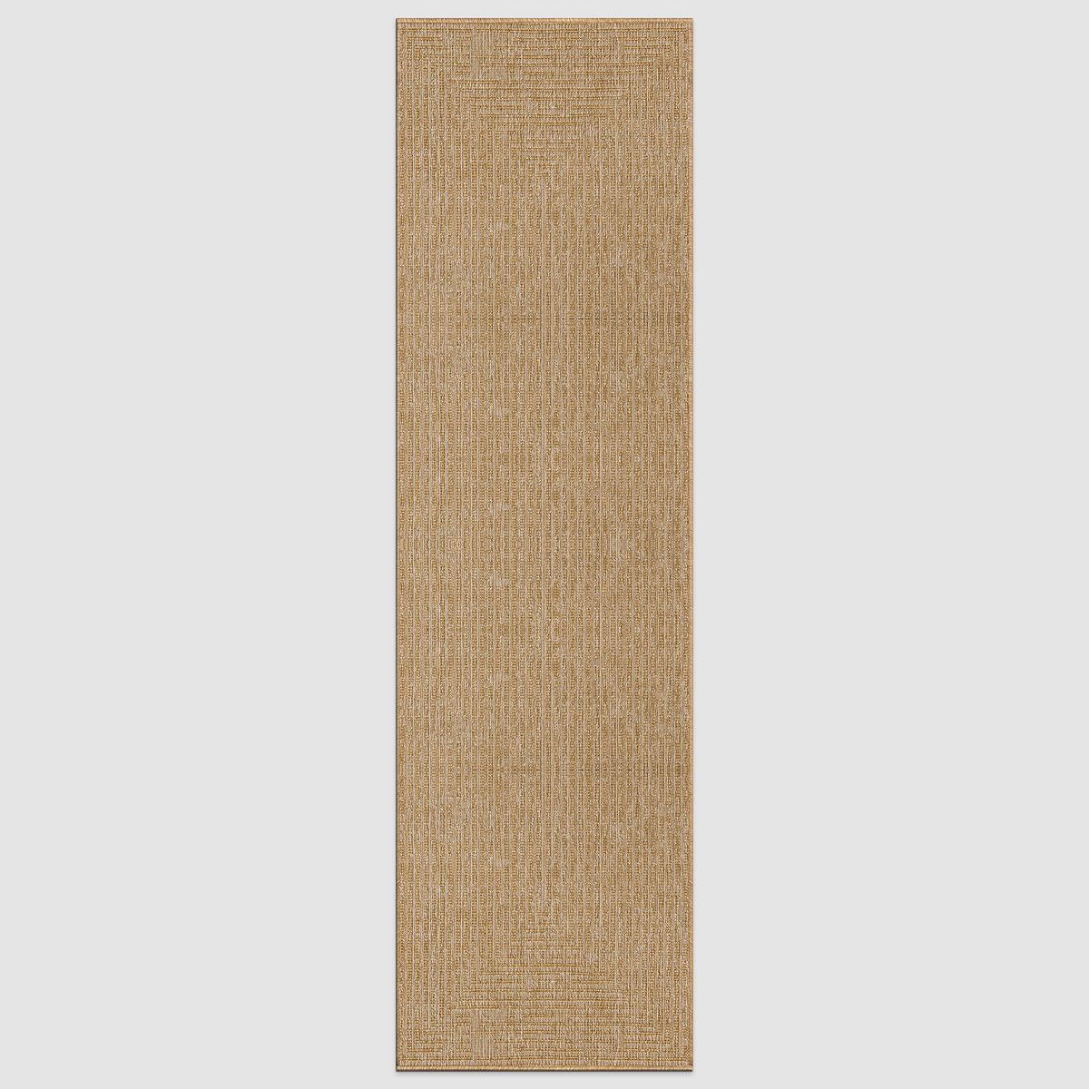 World Rug Gallery Distressed Frame Reversible Jute-Look Indoor/Outdoor Rug