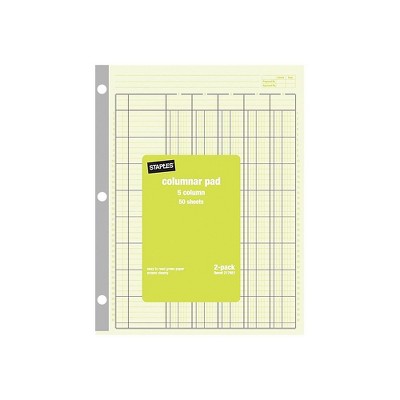 Staples Columnar Books 100 Pages Green 2/Pack (217851ABF)