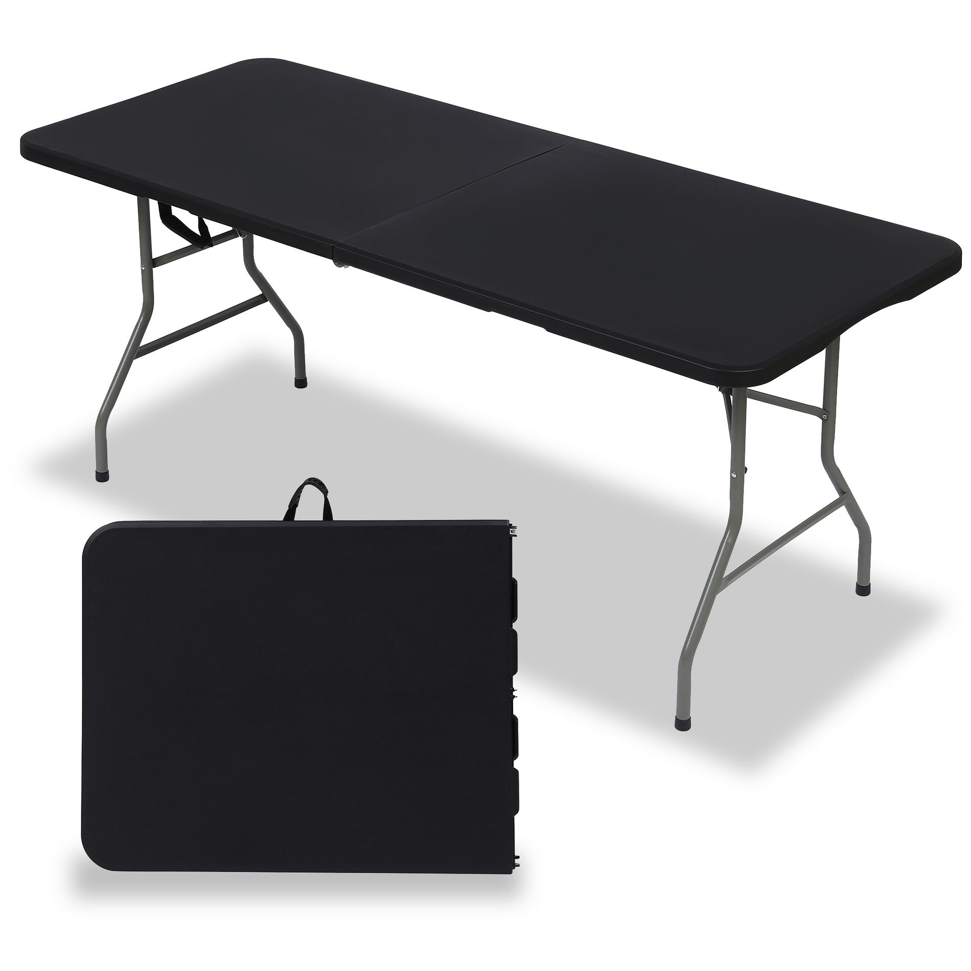 SUGIFT 6ft Plastic Folding Table for Indoor Outdoor, Black