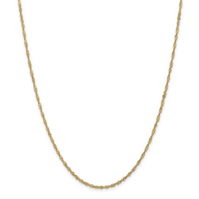 Black Bow Jewelry 1.6mm 14k Yellow Gold Diamond Cut Singapore Chain Necklace