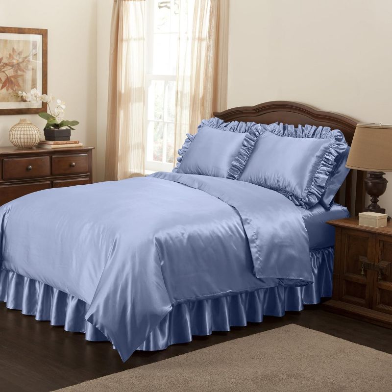 SHOPBEDDING Satin Ruffled Bed Skirt with Platform,  Wrinkle Free and Fade Resistant, 4 of 5
