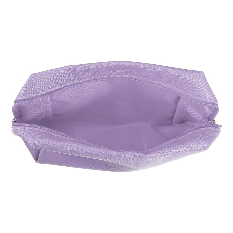 Unique Bargains PU Leather Waterproof Makeup Bag Cosmetic Case Makeup Bag for Women S Size Purple 1 Pcs, 5 of 7