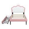 NicBex Twin Size Princess Upholstered Bed Frame with Crown-Shaped Headboard for Girls,Solid Wood Slats Support,Easy Assembly,White+Pink/Pink+White - 3 of 4