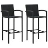 vidaXL Bar Stool Bar Seat Counter Height Island Stool for Pub Poly Rattan - Black Set of 2 - 2 of 4