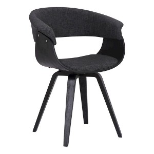 FurniFact,Mid-Century Modern Dining Chair with Black Wood Finish and Charcoal Fabric - 1 of 4