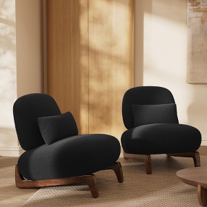 Mid Century Modern Armless Accent Chair with Lamb Wool Fabric, Upholstered Living Room Chairs with Waist Cushion - Morden Fort - 1 of 4