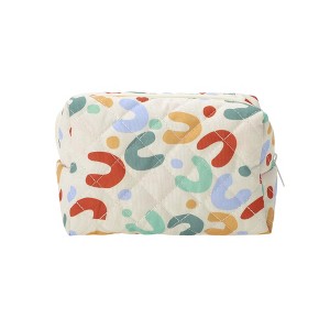 Unique Bargains Quilted Square Flowers Makeup Bags Assorted Color 1 Pc - 1 of 4