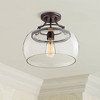 Franklin Iron Works Charleston Industrial Modern Farmhouse Ceiling Light Semi Flush Mount Fixture 13 1/2" Wide Bronze LED Clear Glass for Bedroom Home - 2 of 4