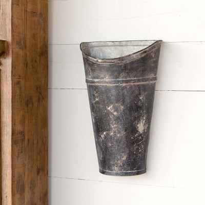 Park Hill Collection Aged Black Picking Wall Bucket