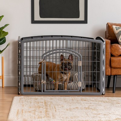 Gray 24" High 4-Panel Plastic Pet Playpen with Door