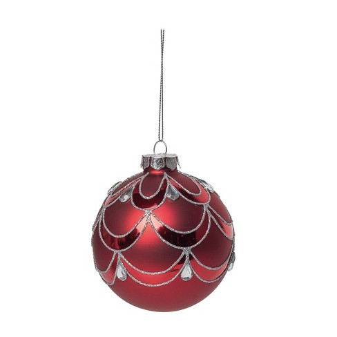 Transpac Glass 4 In. Red Christmas Ornate Ornament : Target