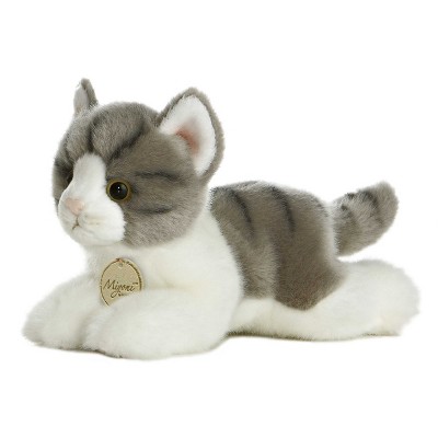 Aurora Small Grey Tabby Cat Miyoni Realistic Stuffed Animal 8"