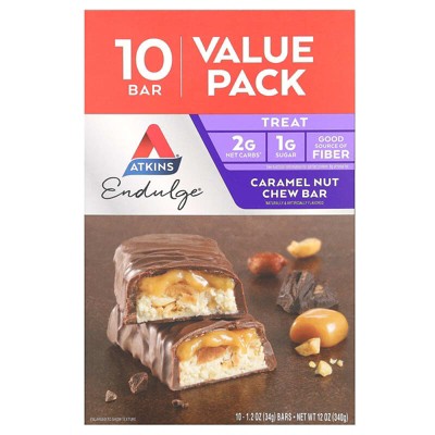 Atkins Endulge Caramel Nut Chew Bar 10 Bars 1.2 oz