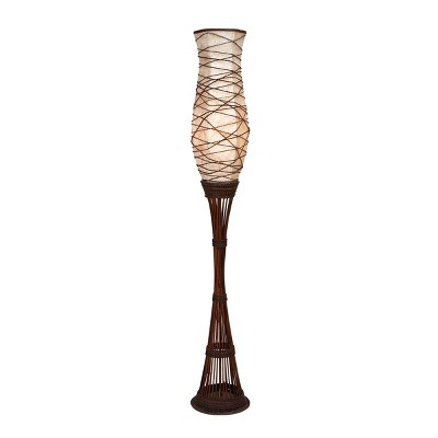 9 X 59 Rustic Style Bamboo Floor Lamp With Rope Accents And Torchiere Lamp Shade Olivia May Target