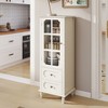 MOEPISY Minimalism Buffet Cabinet with Glass Doors and Double Drawer, Modern Wooden Storage Sideboard Cupboard (white) - 4 of 4