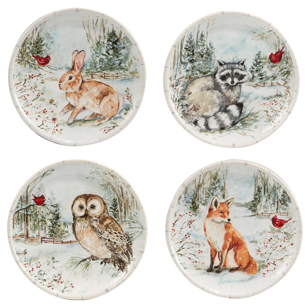 Photos - Other kitchen utensils Certified International Set of 4 Winter's Walk Dining Dessert Plates  