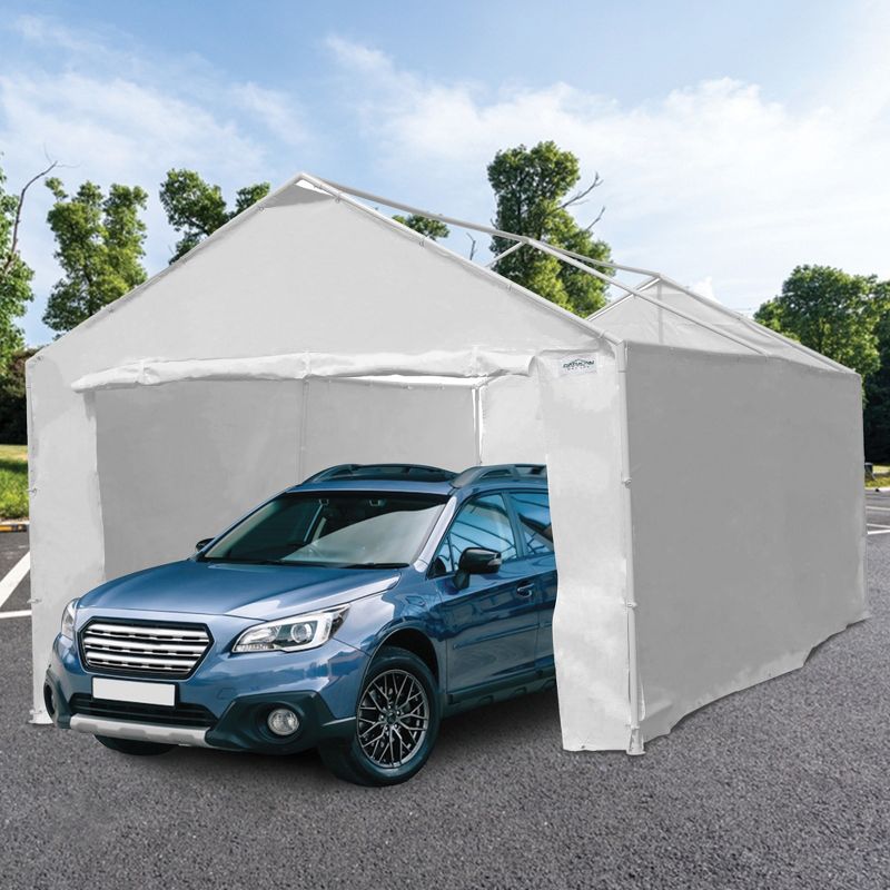 Caravan Canopy Domain Car Port Tent Sidewalls w/ Straps, White (Sidewalls Only), 5 of 8