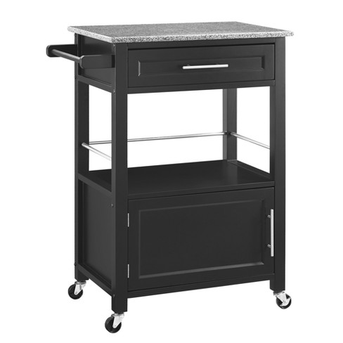 Mitchell Kitchen Cart Granite Top - Black Wood - Linon ...
