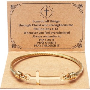Christian Cross Bracelet Inspirational Bracelets For Women Stainless Steel Jewelry - 1 of 4
