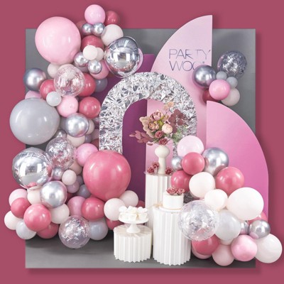 PartyWoo Balloon Decoration Kit Dusty Pink Pastel Peach Light Pink 140 pcs