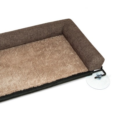 Medium Chocolate EZ Mount Kitty Sill Deluxe with Bolster Bed