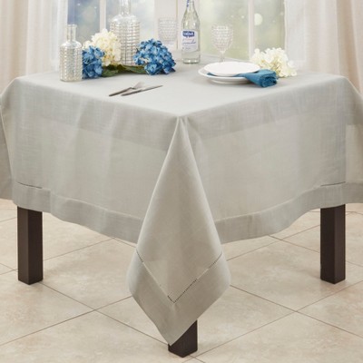 Classic Hemstitch Beige Square Fabric Tablecloth