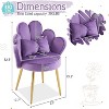 VINGLI Petal Makeup Vanity Chair with Back,Flower Cute Girls Desk Chair Comfy No Wheels,Modern Dining Chair,Small Accent Chair,Velvet - 2 of 4