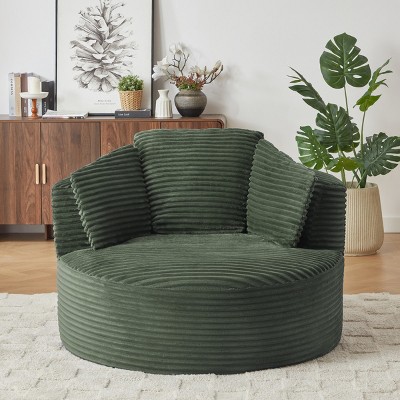 Large Corduroy Bean Bag Chair for Adults, Round Armchair with Cushioned Backrest, Soft Lounge Seating for Living Room, Apartment – Cuddlewood