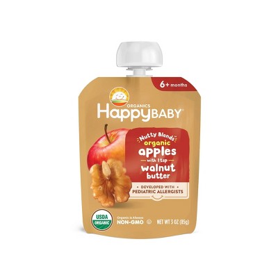 HappyBaby Nutty Blends Organic Apple &#38; Walnut Butter Baby Food Pouch - 3oz
