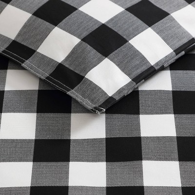 Twin Black and White Cotton Plaid Duvet Cover Set