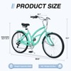 INFURNIC Bicycles 7 Speed Beach Cruiser Bike with Steel Frame and V Brakes for Women Commuter and Leisure Riding, Mint Green, 69.96"*28.32"*43.2" - 3 of 4
