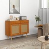 HOMCOM Kitchen Cabinet, Sideboard Storage Cabinet with 2 Rattan Doors and Adjustable Shelf for Living Room, Light Brown - 3 of 4