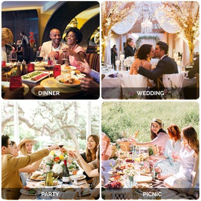 ROVSUN 240 Pieces Gold Disposable Dinnerware Set 30 Guests,Elegant Plastic Plates for Party Wedding