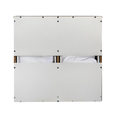 White Wood Laundry Sorter Cabinet with Drawstring Bags