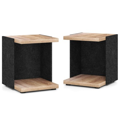 Costway 2-Tier Sofa Side Table set of 1/2 with Open Storage Shelf Compact Nightstand for Living Room