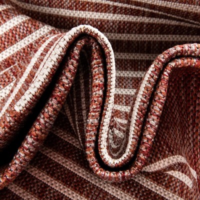 Rust Red and Ivory Rectangular Outdoor Synthetic Area Rug 4' x 6'