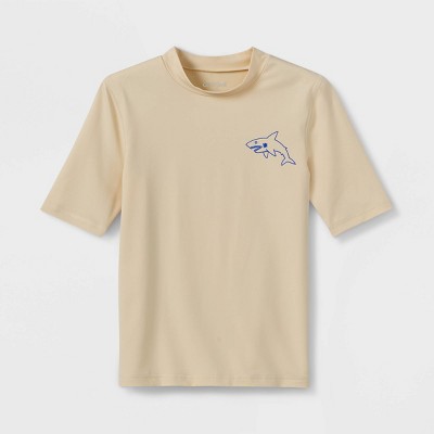 Boys' Short Sleeve Shark Print Rash Guard Swim Shirt - Cat & Jack™ White